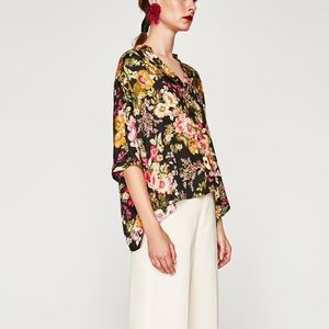 Short floral button down shirt